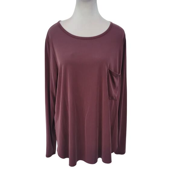 Arula Size Est M Mauve Long Sleeve Stretch Tee Draped Soft Lounge Boho - Picture 1 of 8